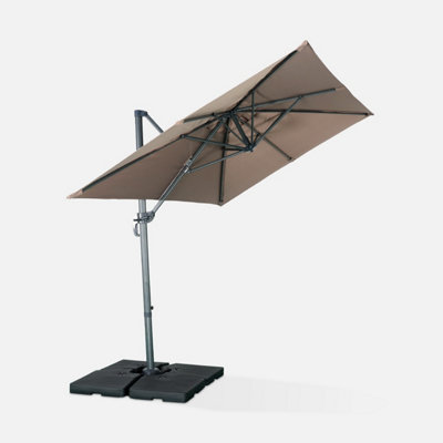 sweeek. 2x3m rectangular cantilever paraso - parasol can be tilted folded and rotated 360 degreesl - Antibes - Beige-brown