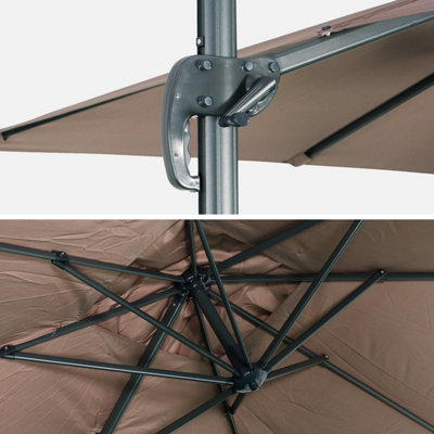 sweeek. 2x3m rectangular cantilever paraso - parasol can be tilted folded and rotated 360 degreesl - Antibes - Beige-brown