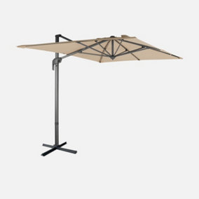 sweeek. 2x3m rectangular cantilever paraso - parasol can be tilted folded and rotated 360 degreesl - Antibes - Beige