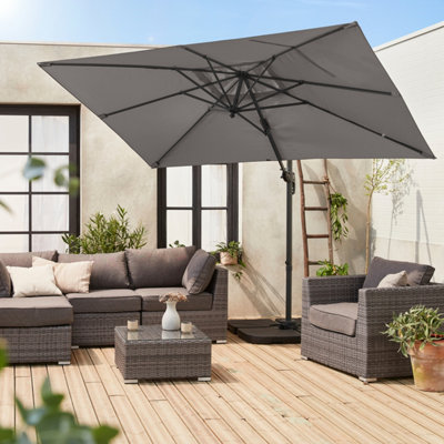 sweeek. 2x3m rectangular cantilever paraso - parasol can be tilted folded and rotated 360 degreesl - Antibes - Grey