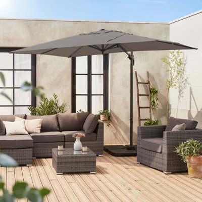sweeek. 2x3m rectangular cantilever paraso - parasol can be tilted folded and rotated 360 degreesl - Antibes - Grey