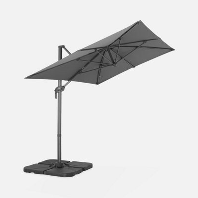 sweeek. 2x3m rectangular cantilever paraso - parasol can be tilted folded and rotated 360 degreesl - Antibes - Grey