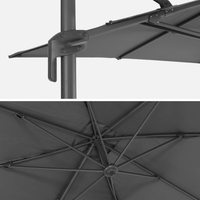sweeek. 2x3m rectangular cantilever paraso - parasol can be tilted folded and rotated 360 degreesl - Antibes - Grey
