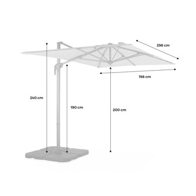 sweeek. 2x3m rectangular cantilever paraso - parasol can be tilted folded and rotated 360 degreesl - Antibes - Grey