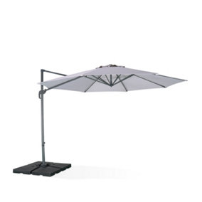 sweeek. 3.5m round cantilever parasol Antibes Light Grey 349x349x254 cm