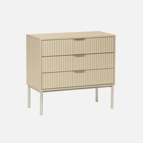 sweeek. 3-drawer chest in wood and metal-effect Richmond Natural 80x40x75 cm