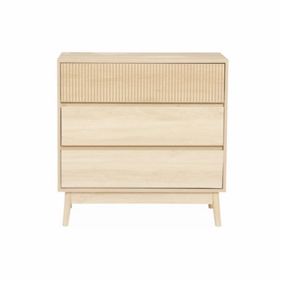 sweeek - 3-drawer chest with grooved wooden detail Linear light wood ...