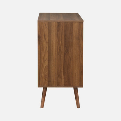 sweeek. 3-drawer chest with walnut wood effect Nepal Walnut wood-effect 80x40x80 cm