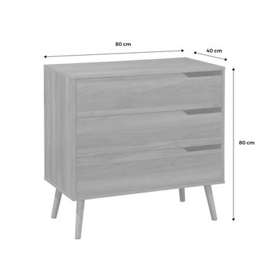 sweeek. 3-drawer chest with walnut wood effect Nepal Walnut wood-effect 80x40x80 cm