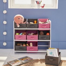 sweeek. 3-shelf children's storage unit with 9 baskets Camille Pink 62x29.5x96 cm
