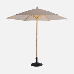 sweeek. 3m round wooden centre pole parasol Cabourg Beige 295x190x205 cm