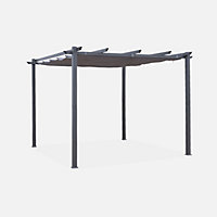 sweeek. 3x3m aluminium pergola gazebo with retractable canopy roof - Isla - Grey