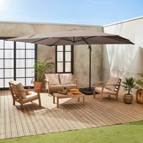 sweeek. 3x4m rectangular cantilever parasol Antibes 3x4 Beige-brown 284x376x255 cm