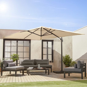sweeek. 3x4m rectangular cantilever parasol Wimereux Beige 380x259x286 cm