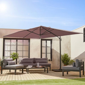 sweeek. 3x4m rectangular cantilever parasol Wimereux Beige-brown 380x259x286 cm
