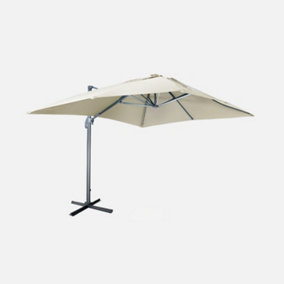 sweeek. 3x4m rectangular cantilever parasol with integrated LED lights Luce Beige 399x299x275 cm