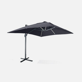 sweeek. 3x4m rectangular cantilever parasol with integrated LED lights Luce Grey 399x299x275 cm