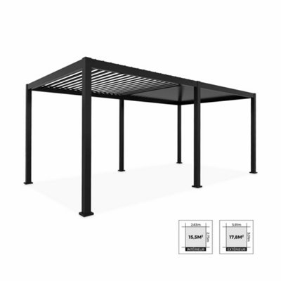 sweeek - 3x6m louvered aluminium pergola + 2 privacy screens of 3m ...