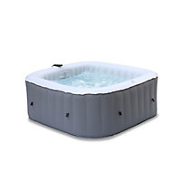 sweeek. 4-person square inflatable hot tub MSpa - 160cm square 4-person spa PVC pump heater filter remote control - Fjord 4 - Grey
