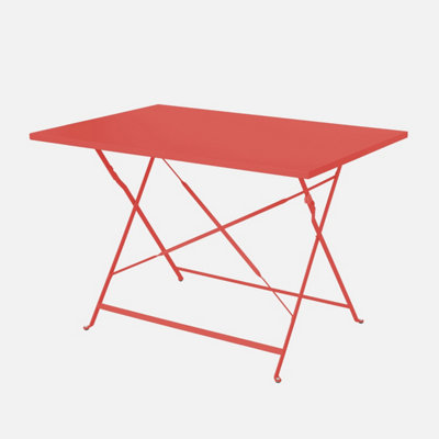 sweeek - 4-seater folding metal bistro garden table Terracotta