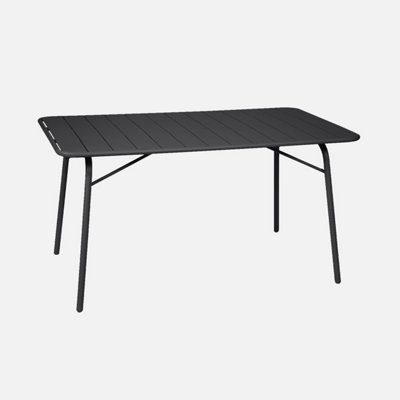 sweeek. 4-seater metal folding garden table 140cm Amelia 140cm Anthracite 141.2x80x72.5 cm