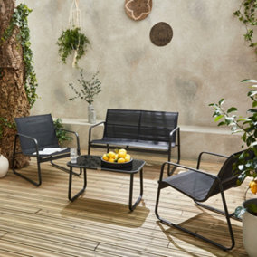 sweeek. 4-seater metal garden sofa set Silvi Anthracite 77x114x76 cm