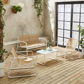 sweeek. 4-seater metal garden sofa set Silvi White 77x114x76 cm