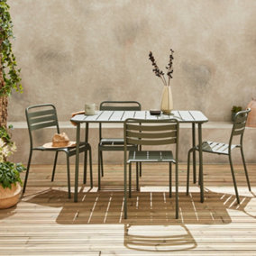 sweeek. 4-seater rectangular steel garden table 120cm Khaki Green