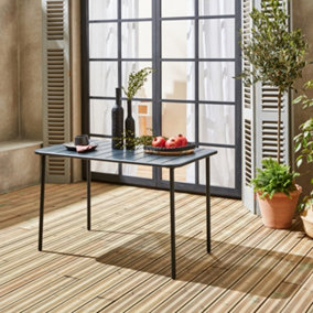 sweeek. 4-seater rectangular steel garden table Amelia 120cm Anthracite 120x70x72.5 cm