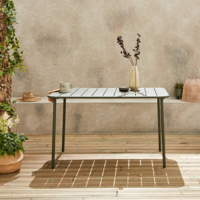 sweeek. 4-seater rectangular steel garden table Amelia 120cm Khaki Green 120x70x72.5 cm