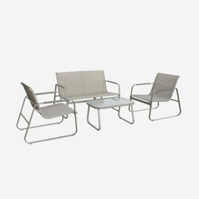 sweeek. 4-seater steel garden sofa set  Noto Khaki Green 78x122x39 cm