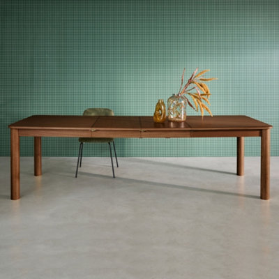 sweeek - 6-10 seater rectangular extendable dining table, rubberwood and Walnut colored oak veneer,  170/270x100x75 cm - Solene