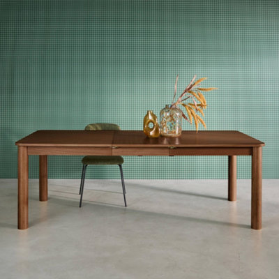 sweeek - 6-10 seater rectangular extendable dining table, rubberwood and Walnut colored oak veneer,  170/270x100x75 cm - Solene