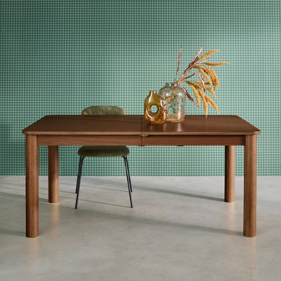 sweeek - 6-10 seater rectangular extendable dining table, rubberwood and Walnut colored oak veneer,  170/270x100x75 cm - Solene