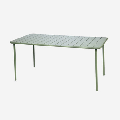 sweeek. 6-8 seater rectangular steel garden table Amelia 160cm Green 160x90x72.5 cm