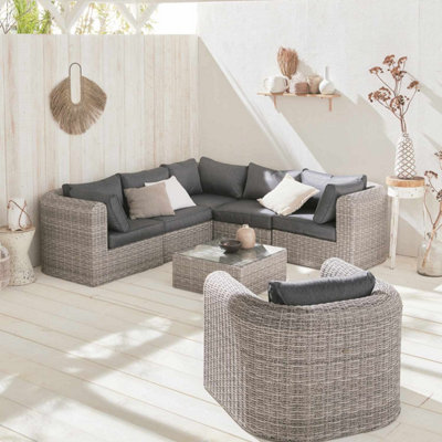 Round grey deals sofa