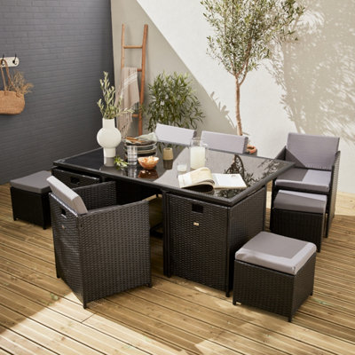 Black rattan cube set hot sale