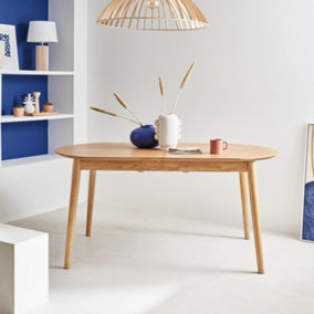 sweeek. 6 to 8-seater extendable oval dining table Lisa Natural 160x90x75 cm