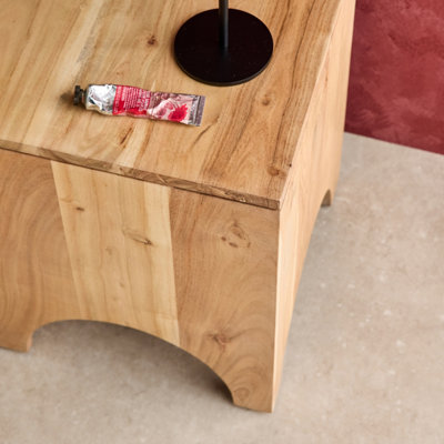 sweeek. Acacia wood side table bedside table Malapo Natural 35x35x45 cm