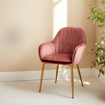 sweeek. Accent chair with metal legs Shella velvet Rose Pink 57x59x84.5 cm DIY at B Q