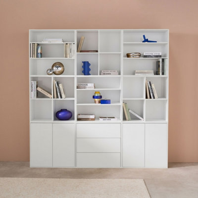 White And Wood Decor Reference: Sweeek Bookshelf Kit White Wood Decor 9 Elements 100 Modular