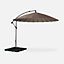 sweeek. Cantilever parasol Diam.300cm  - Anthracite frame fibreglass ribs anti-reverse crank - Shanghai - Beige-brown