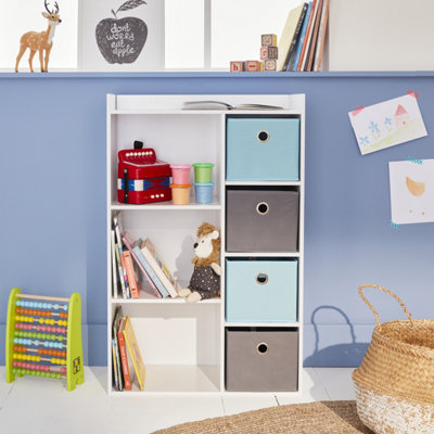sweeek - Children's storage unit with 4 baskets Camille Blue 62x29.5x96 cm