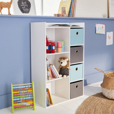 sweeek - Children's storage unit with 4 baskets Camille Blue 62x29.5x96 cm