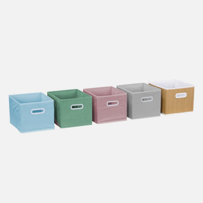 sweeek. Children's storage unit with 4 velvet baskets Camille Green 129.5x62x96 cm