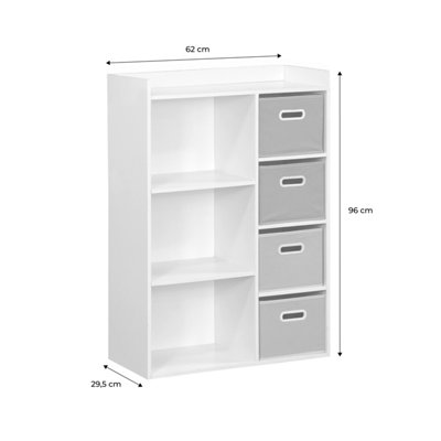 sweeek. Children's storage unit with 4 velvet baskets Camille Green 129.5x62x96 cm