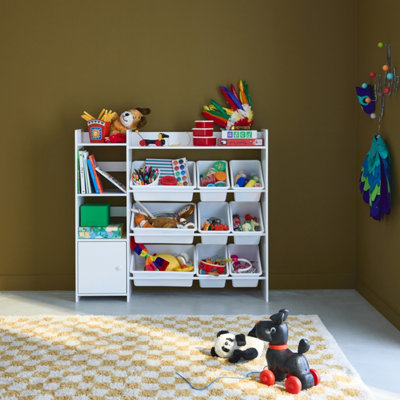 sweeek - Children's storage unit with 9 storage boxes 4 shelves 1 door ...