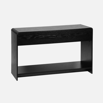 sweeek. Console with 2 drawers and 1 shelf rounded wood effect Milo Black 120x40x70 cm