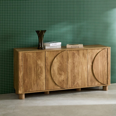 sweeek - Exotic buffet mango wood effect 4 doors 155cm Pondi 155x40x72 cm