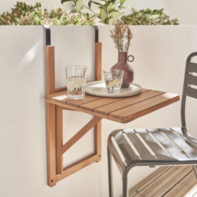 sweeek. Foldable balcony table acacia wood L42xW40xH68cm